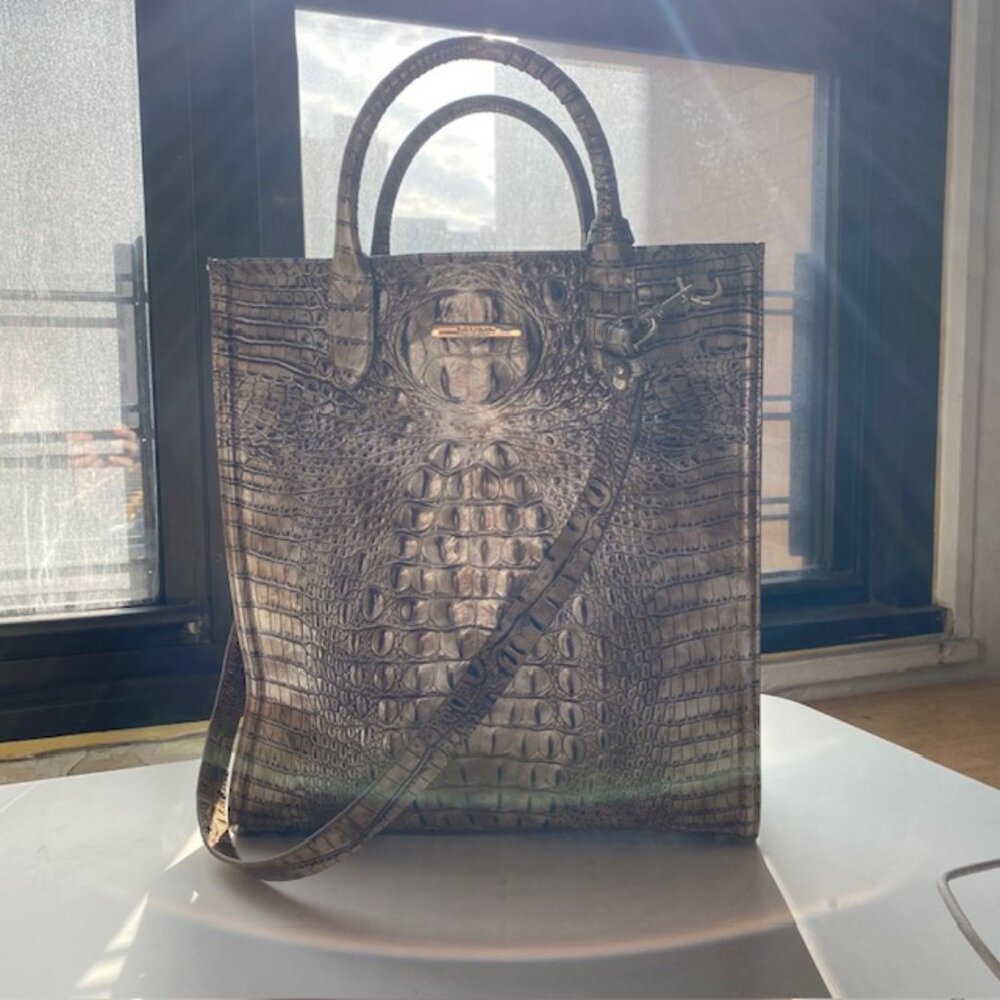 Brahmin Monique Melbourne Cashew Croc-Embossed Leather Tote NWT